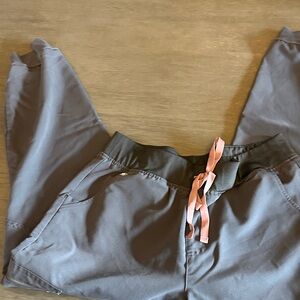 Figs Kids Gray Joggers with Pink Drawstring